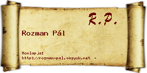Rozman Pál névjegykártya